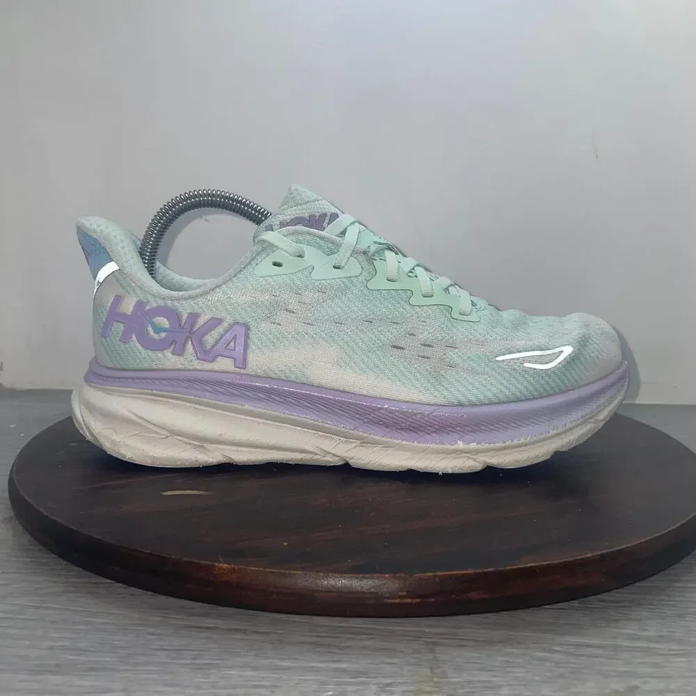 Hoka One One Clifton 9 Women Size 8.5 Blue Purple Running Walking Shoes Sneakers